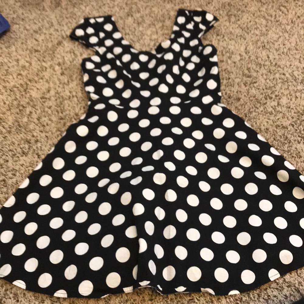 Polka dot skater dress with cap sleeves